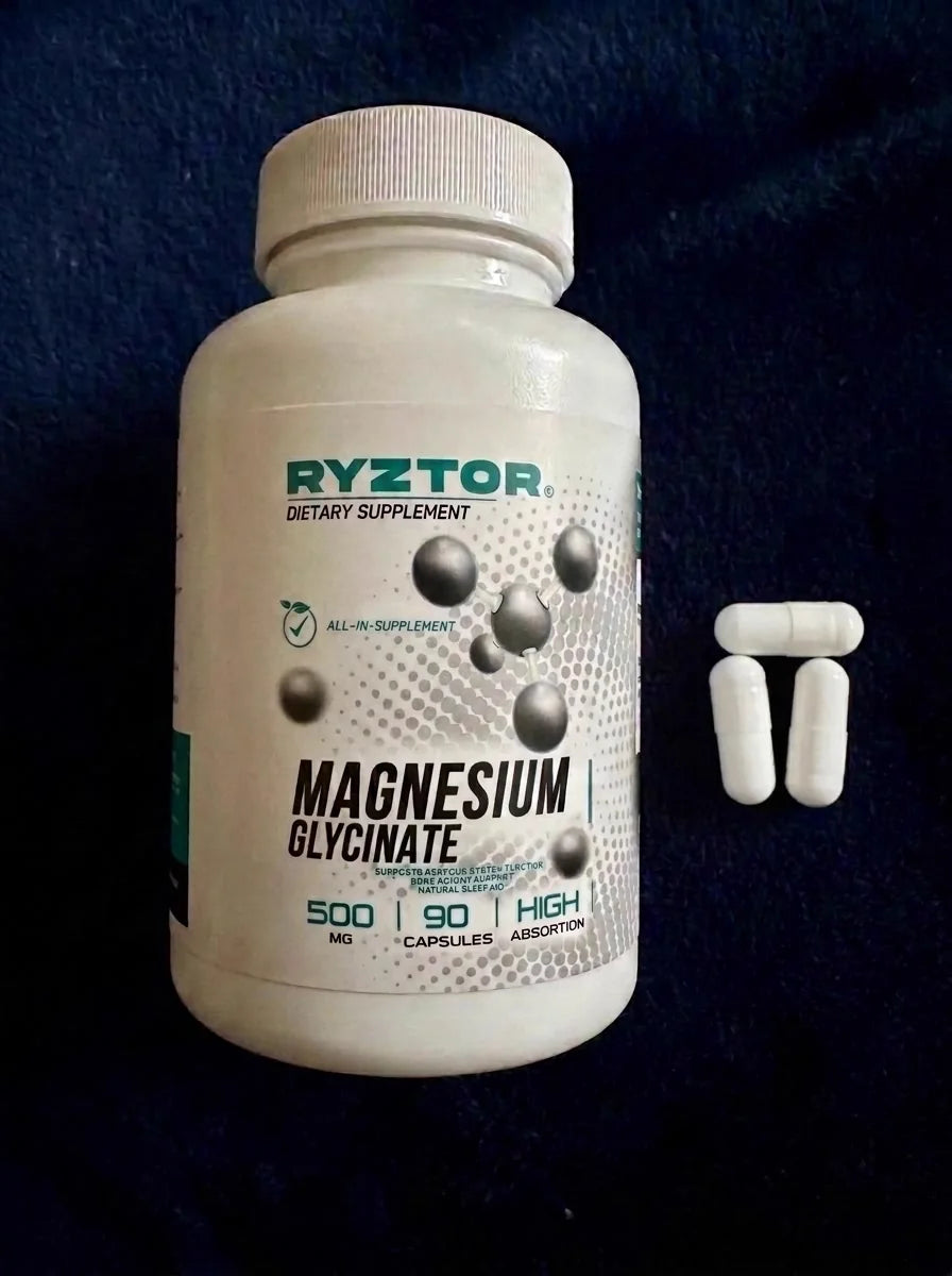 Magnesium Glycinate bottle with capsules