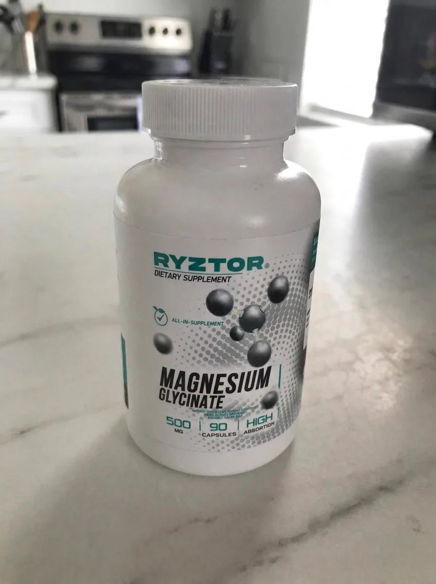 Magnesium Glycinate on a kitchen counter