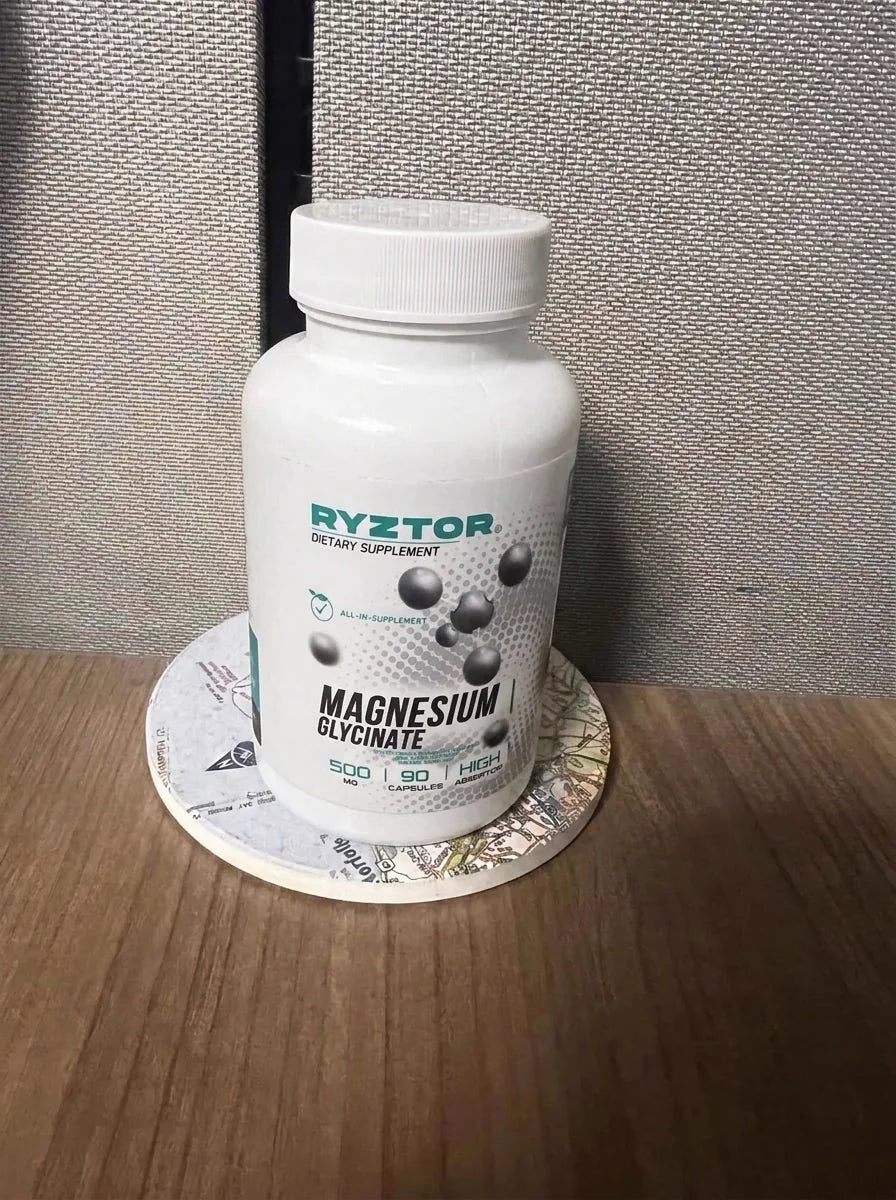 Magnesium Glycinate on a nightstand