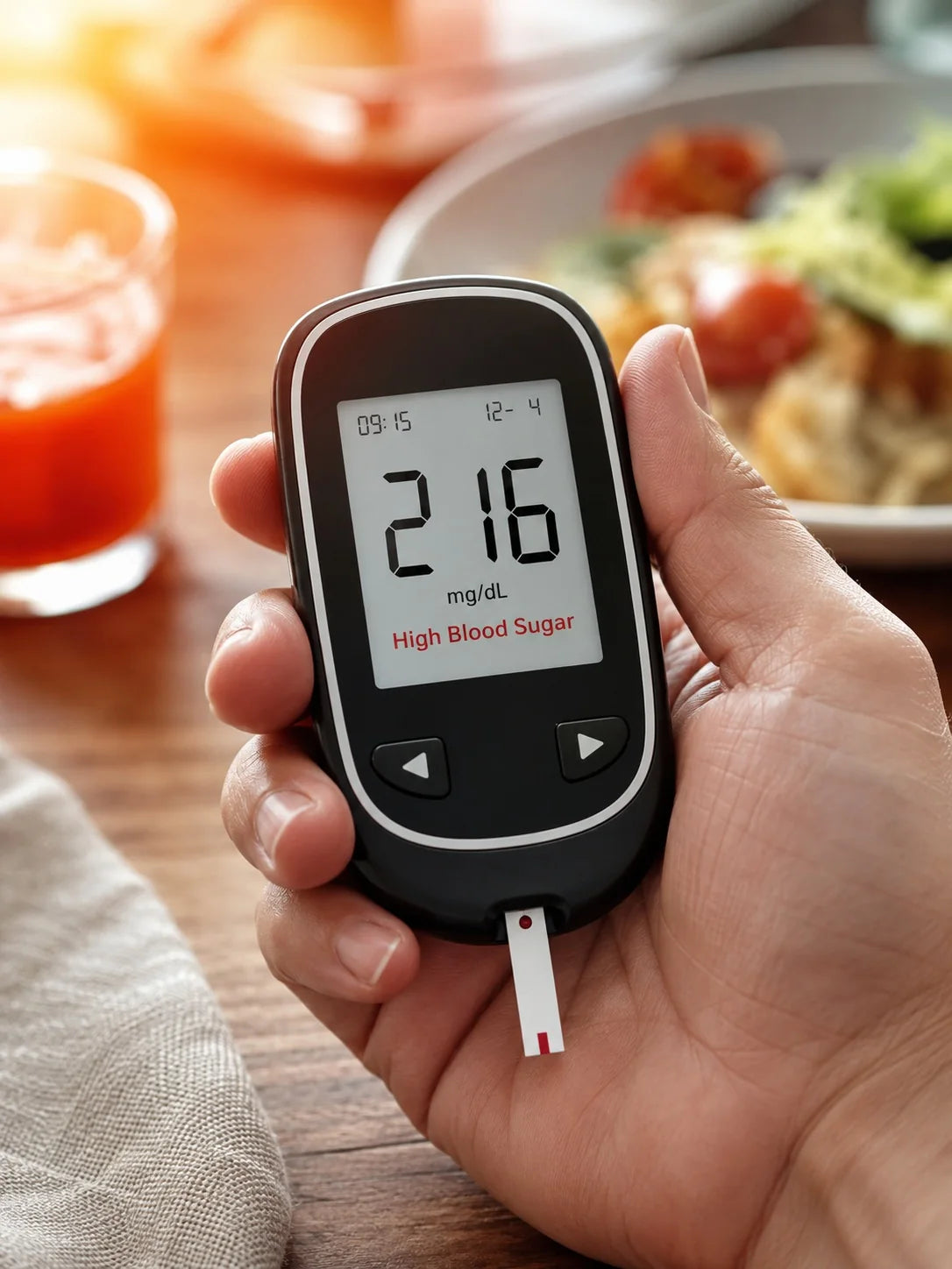 Elevated blood sugar reading as a daily wellness challenge
